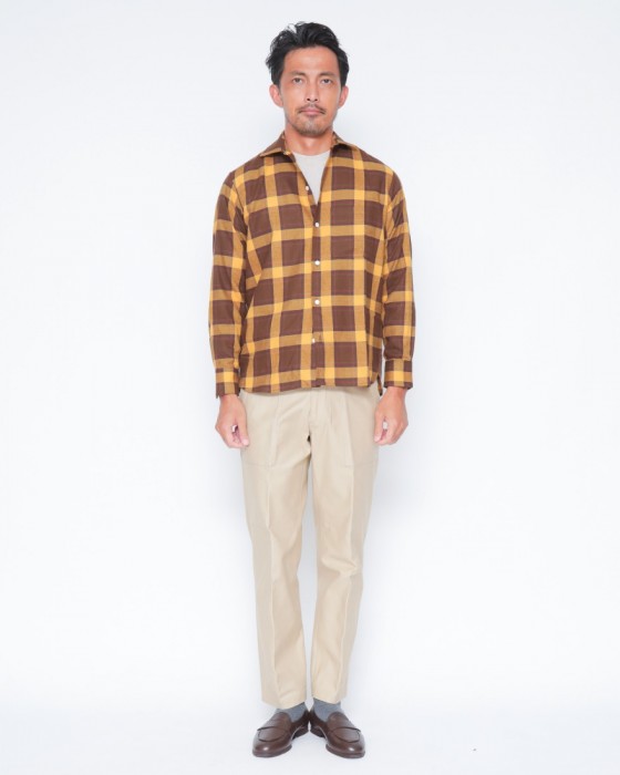 Placideコットンフランネル チェックシャツ01l