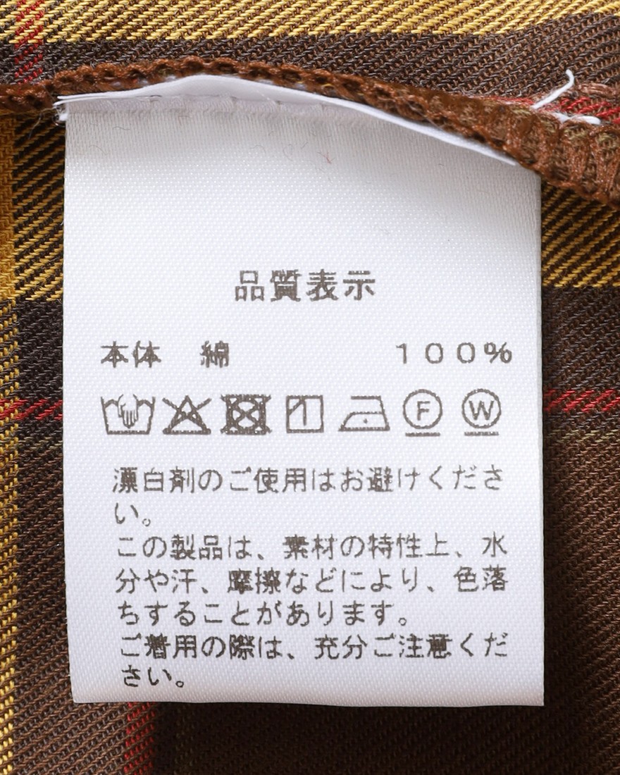 Placideコットンフランネル チェックシャツ18l