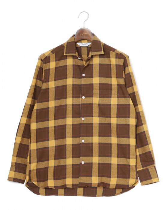 Placideコットンフランネル チェックシャツc0