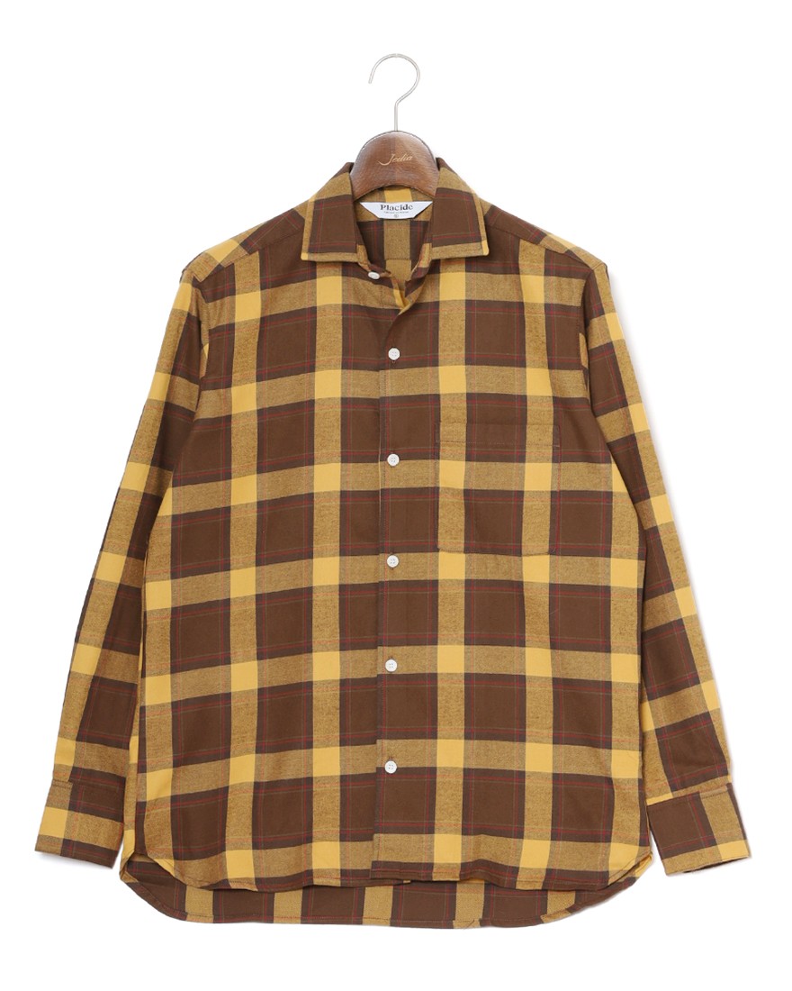 Placideコットンフランネル チェックシャツc0