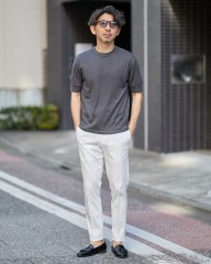 BONFILコットンカシミヤ クルーネック Tシャツmb_ma