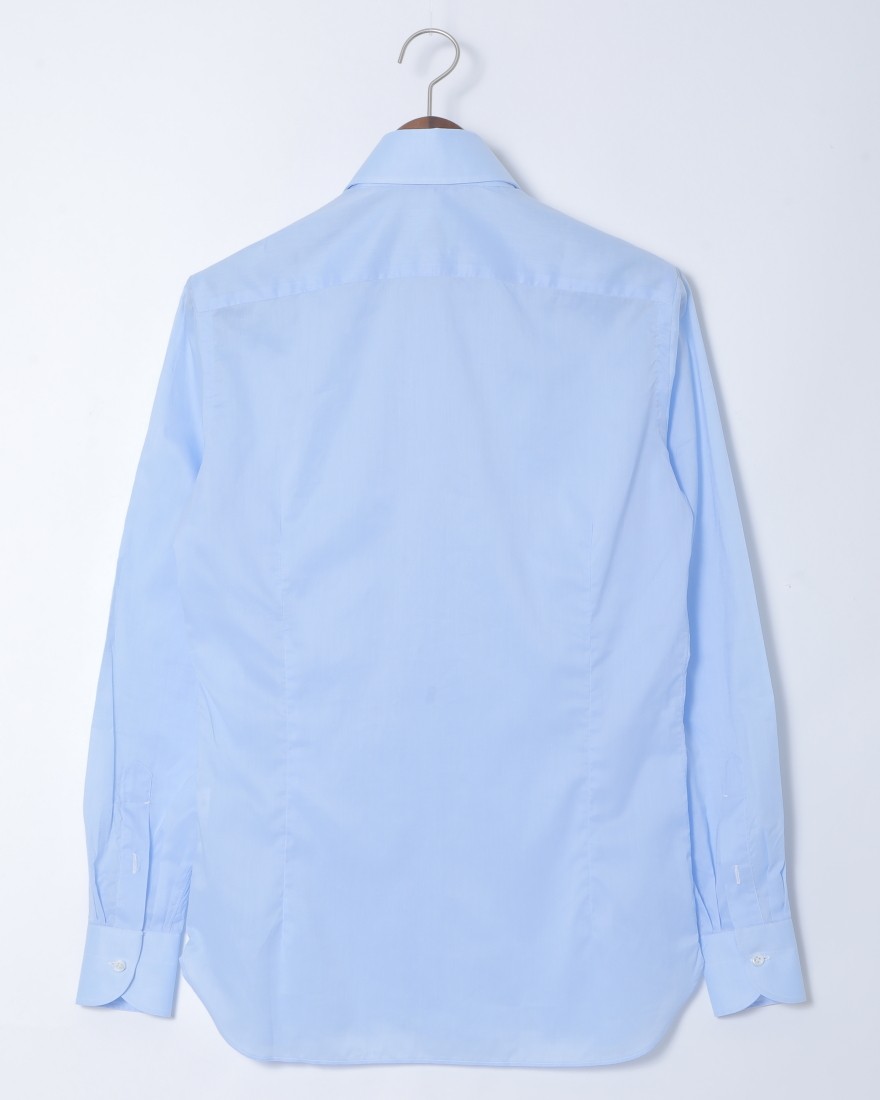 LUIGI BORRELLIセミワイドカラー サックスコットンシャツ【LUCIANO】01l