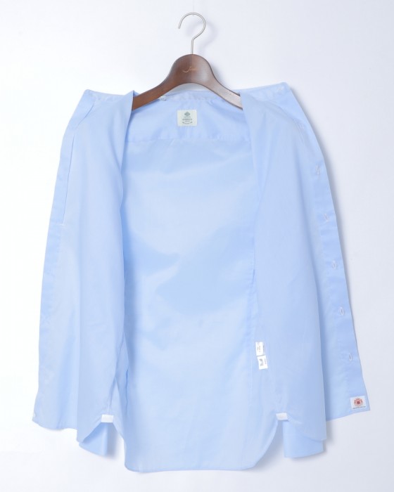 LUIGI BORRELLIセミワイドカラー サックスコットンシャツ【LUCIANO】07l