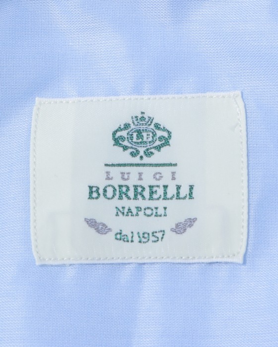 LUIGI BORRELLIセミワイドカラー サックスコットンシャツ【LUCIANO】08l