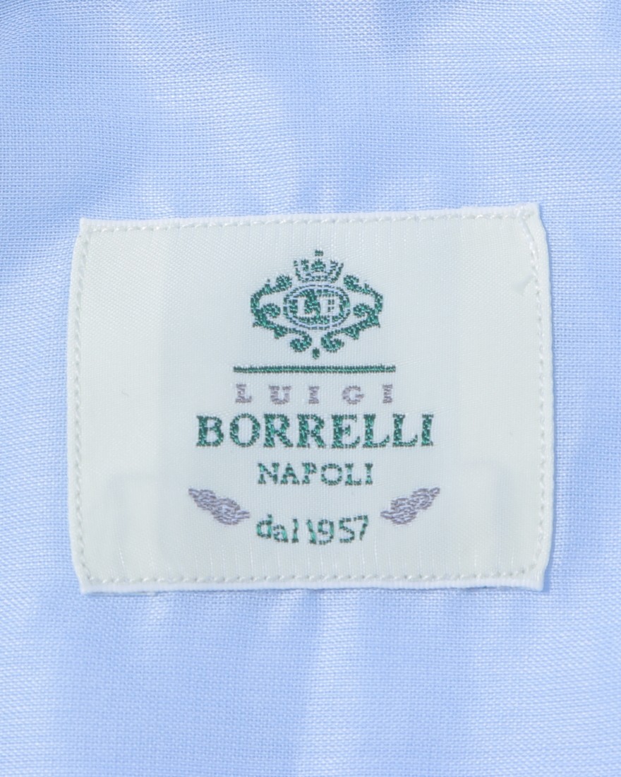 LUIGI BORRELLIセミワイドカラー サックスコットンシャツ【LUCIANO】08l