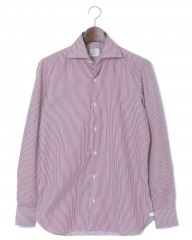 LUIGI BORRELLI（ルイジ ボレッリ）セミワイドカラー コットンツイルストライプシャツ【LUCIANO】