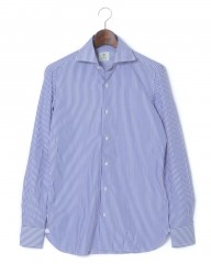 LUIGI BORRELLI（ルイジ ボレッリ）セミワイドカラー 細ロンドンストライプシャツ【LUCIANO】