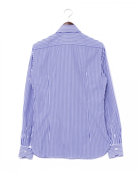 【新品未使用】LUIGE BORRELLIブルーロンドンストライプシャツ43 LUIGI BORRELLI〉良いロンドンストライプ シャツのオススメ