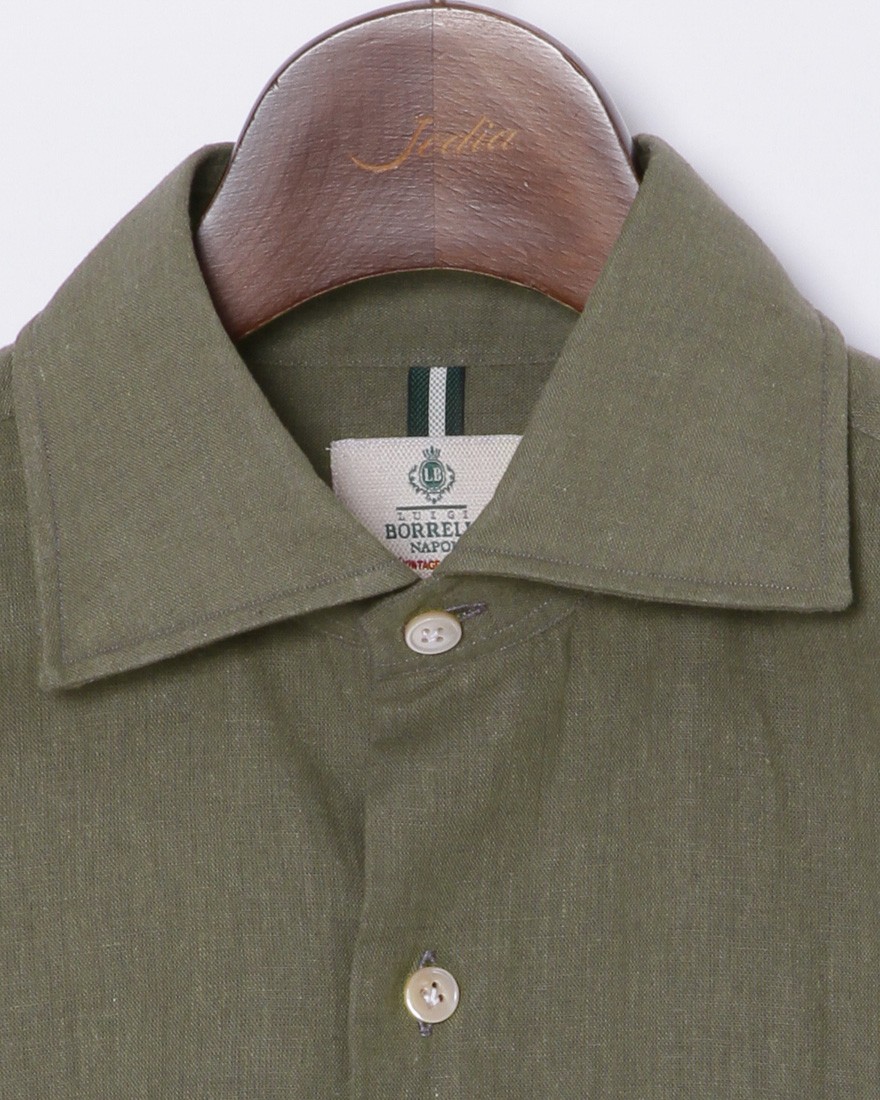 LUIGI BORRELLIリネンコットン セミワイドカラーシャツ【LUCIANO/ルチアーノ】03l