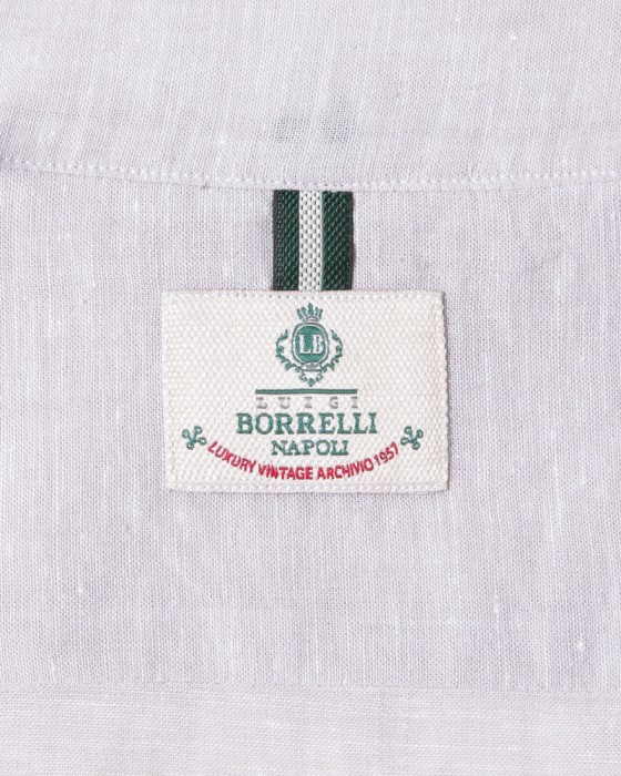 LUIGI BORRELLIリネンコットン グレーセミワイドカラーシャツ【LUCIANO/ルチアーノ】11l