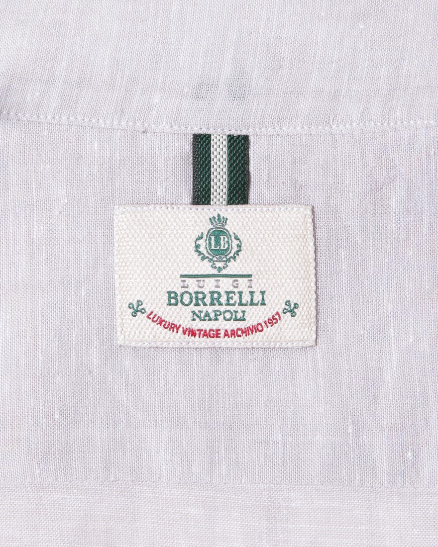 LUIGI BORRELLIリネンコットン グレーセミワイドカラーシャツ【LUCIANO/ルチアーノ】11l
