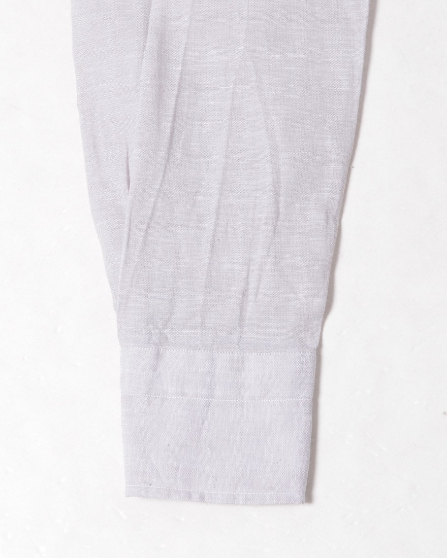 LUIGI BORRELLIリネンコットン グレーセミワイドカラーシャツ【LUCIANO/ルチアーノ】12l
