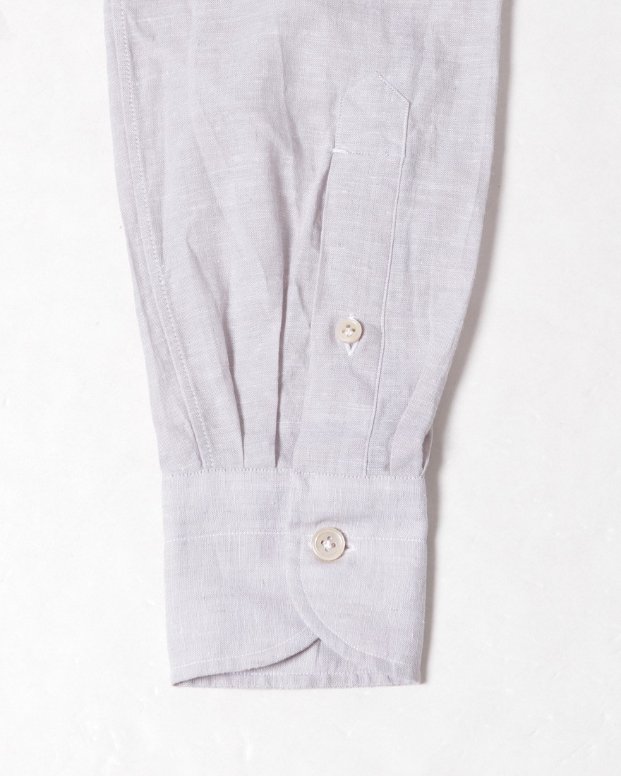 LUIGI BORRELLIリネンコットン グレーセミワイドカラーシャツ【LUCIANO/ルチアーノ】13l