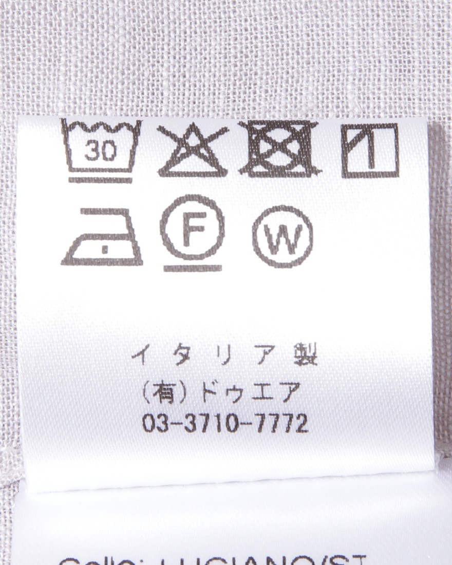 LUIGI BORRELLIリネンコットン グレーセミワイドカラーシャツ【LUCIANO/ルチアーノ】17l