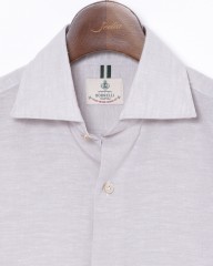 LUIGI BORRELLIリネンコットン グレーセミワイドカラーシャツ【LUCIANO/ルチアーノ】mb_02l