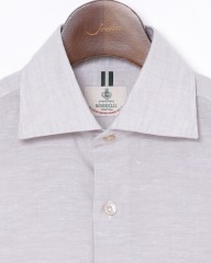 LUIGI BORRELLIリネンコットン グレーセミワイドカラーシャツ【LUCIANO/ルチアーノ】mb_03l