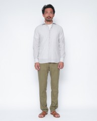 LUIGI BORRELLIリネンコットン グレーセミワイドカラーシャツ【LUCIANO/ルチアーノ】mb_18l
