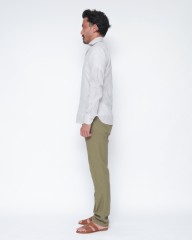 LUIGI BORRELLIリネンコットン グレーセミワイドカラーシャツ【LUCIANO/ルチアーノ】mb_19l