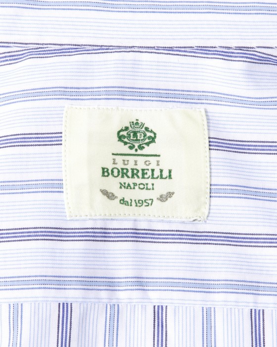 LUIGI BORRELLIコットンストライプ セミワイドカラーシャツ【LUCIANO/ルチアーノ】10l