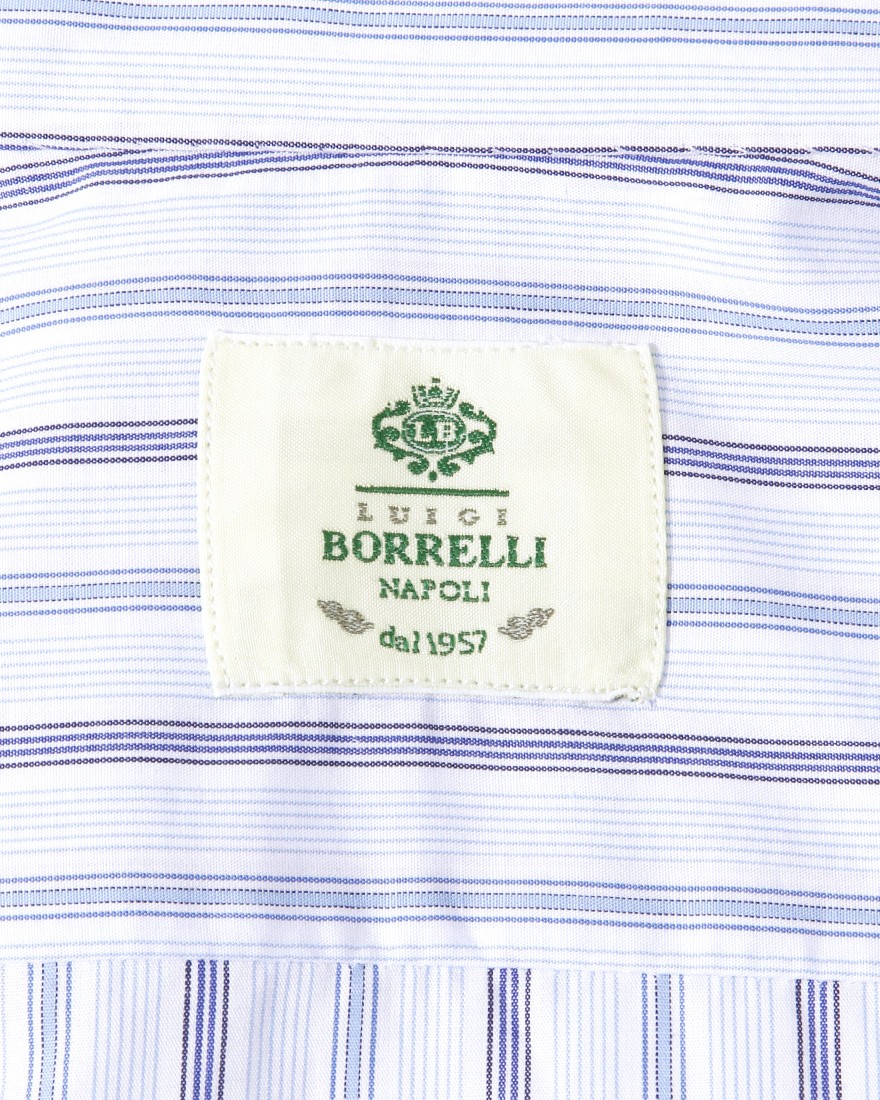 LUIGI BORRELLIコットンストライプ セミワイドカラーシャツ【LUCIANO/ルチアーノ】10l