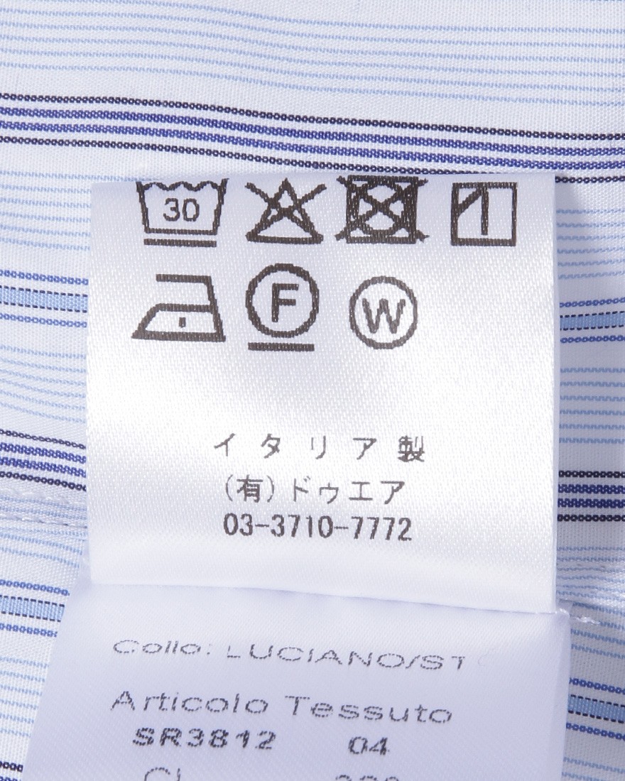 LUIGI BORRELLIコットンストライプ セミワイドカラーシャツ【LUCIANO/ルチアーノ】16l