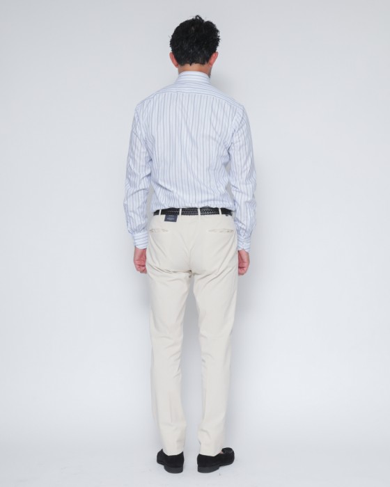LUIGI BORRELLIコットンストライプ セミワイドカラーシャツ【LUCIANO/ルチアーノ】19l