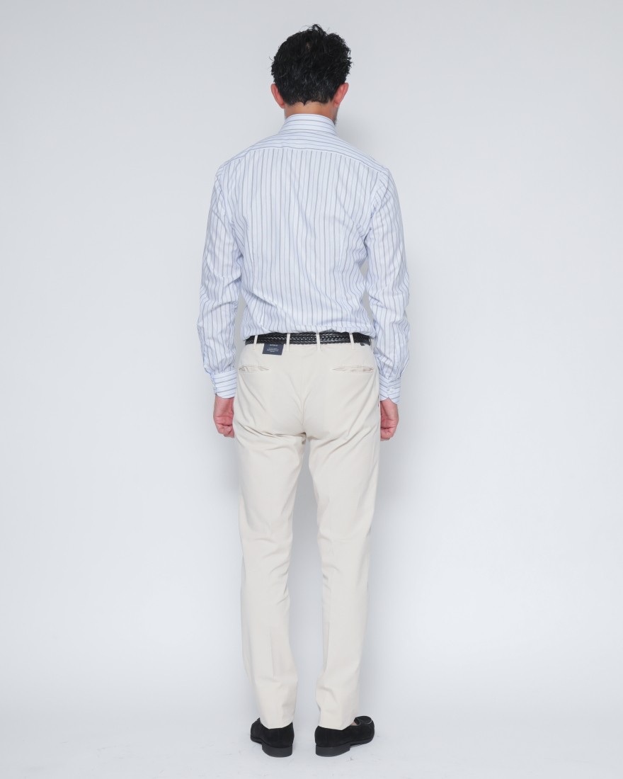 LUIGI BORRELLIコットンストライプ セミワイドカラーシャツ【LUCIANO/ルチアーノ】19l