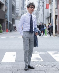 LUIGI BORRELLIコットンストライプ セミワイドカラーシャツ【LUCIANO/ルチアーノ】mb_ma