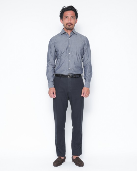 LUIGI BORRELLIコットン セミワイドカラーシャツ【LUCIANO/ルチアーノ】01l