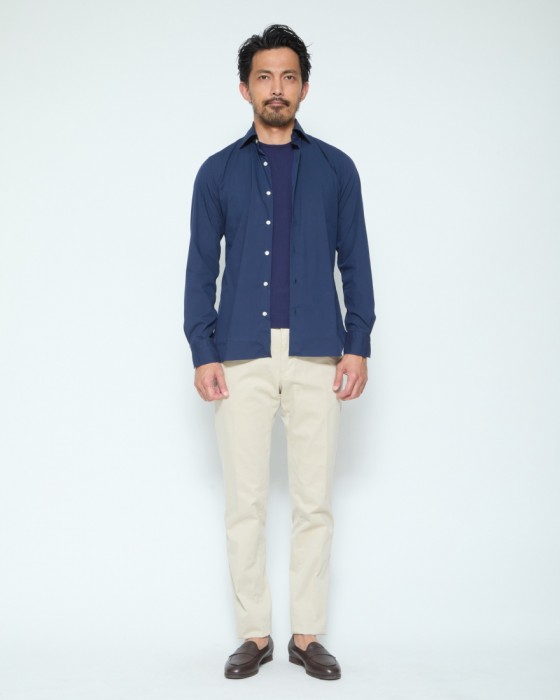 LUIGI BORRELLIストレッチコットン セミワイドカラーシャ【LUCIANO/ルチアーノ】18l