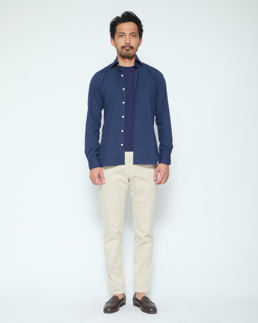 LUIGI BORRELLIストレッチコットン セミワイドカラーシャ【LUCIANO/ルチアーノ】18l