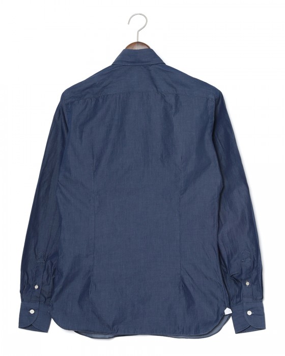LUIGI BORRELLIネイビー コットン セミワイドカラー シャツ【LUCIANO/ルチアーノ】04l
