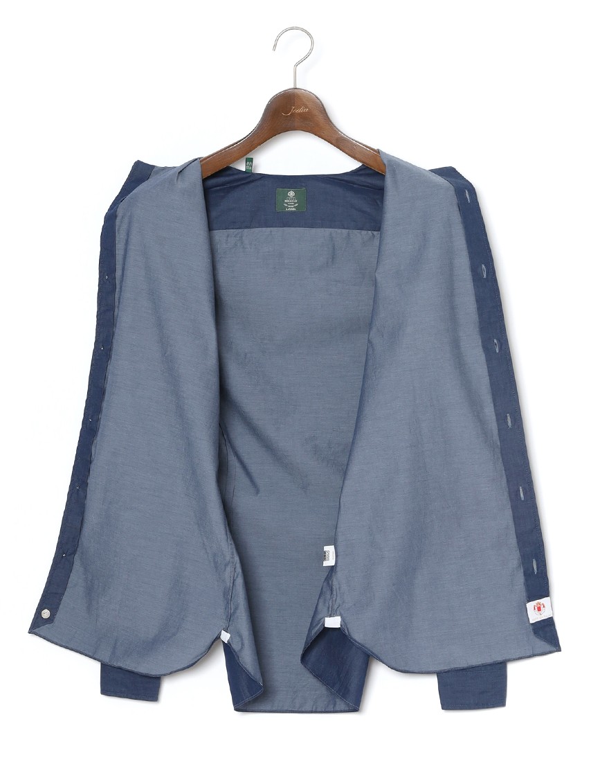 LUIGI BORRELLIネイビー コットン セミワイドカラー シャツ【LUCIANO/ルチアーノ】09l