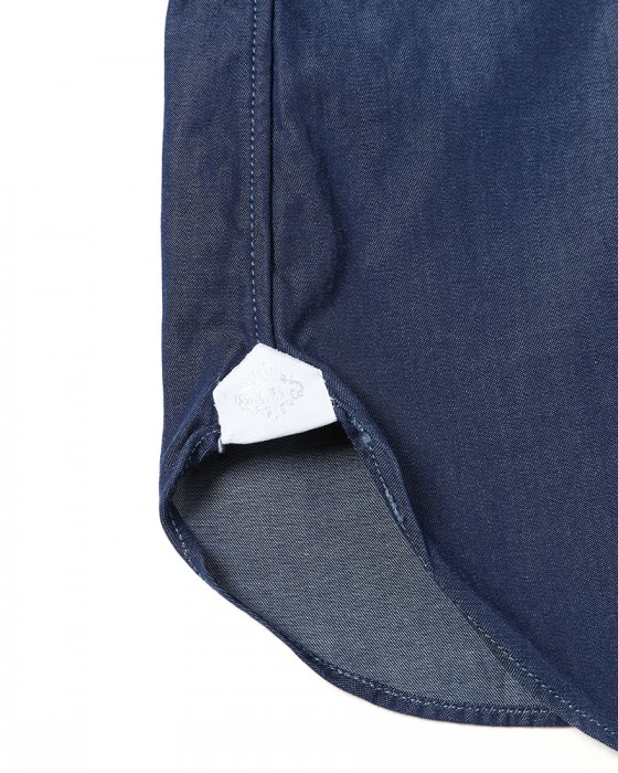 LUIGI BORRELLIネイビー コットン セミワイドカラー シャツ【LUCIANO/ルチアーノ】11l