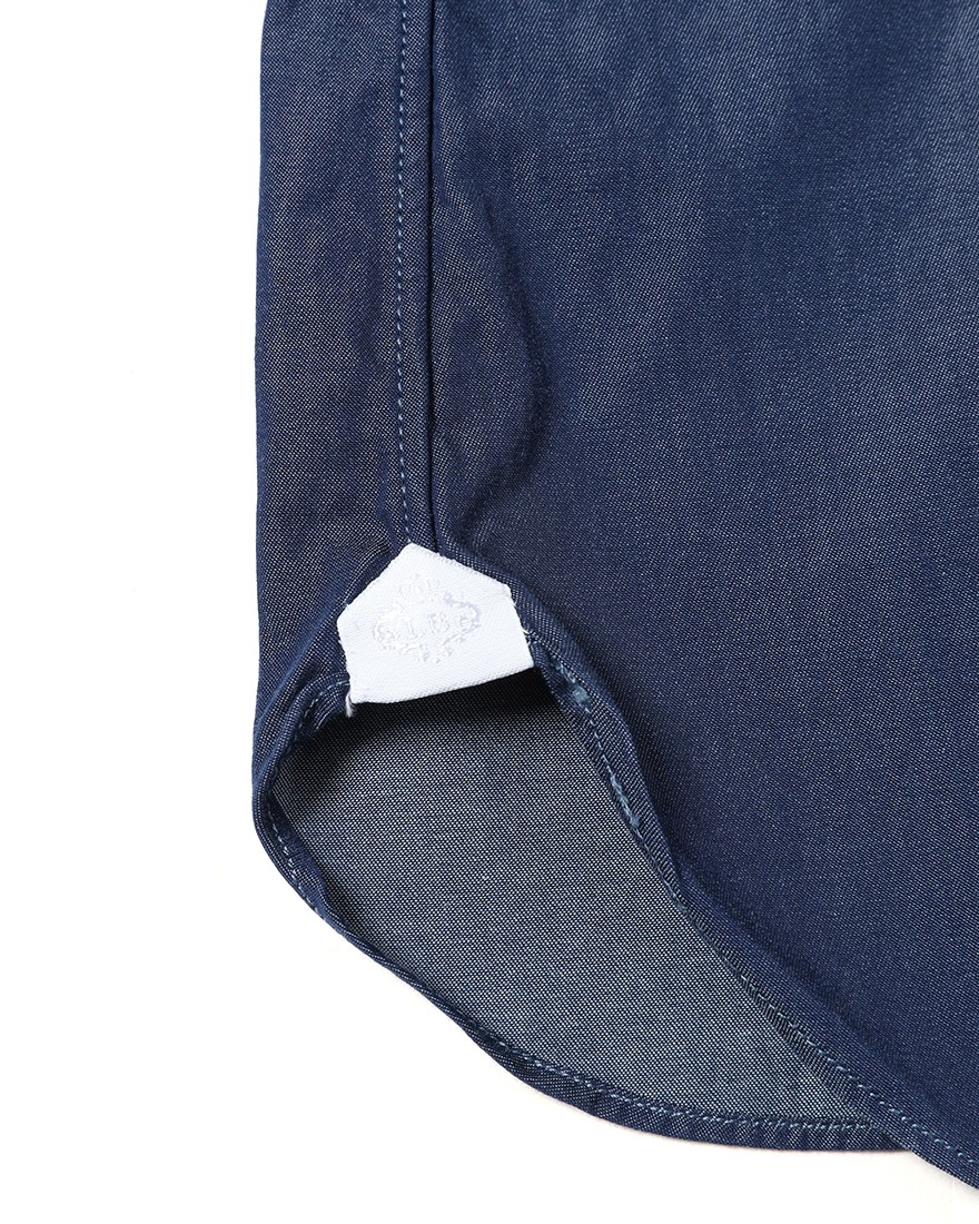 LUIGI BORRELLIネイビー コットン セミワイドカラー シャツ【LUCIANO/ルチアーノ】11l