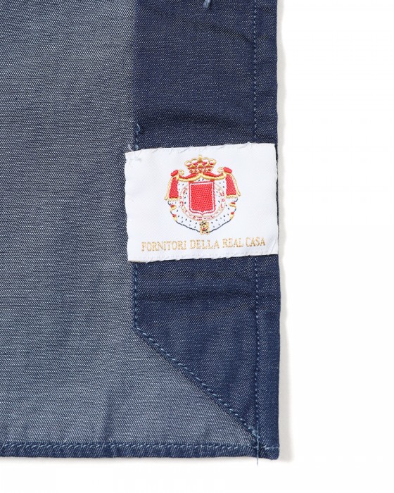 LUIGI BORRELLIネイビー コットン セミワイドカラー シャツ【LUCIANO/ルチアーノ】12l