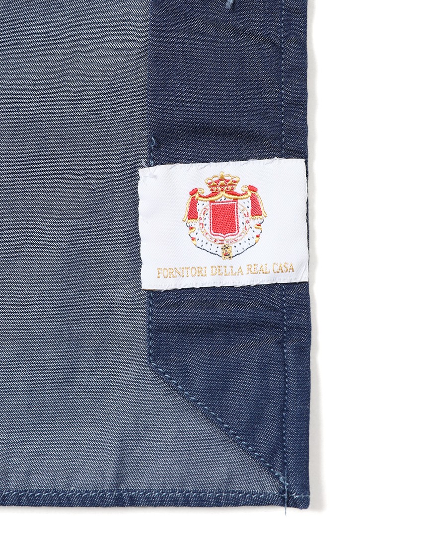 LUIGI BORRELLIネイビー コットン セミワイドカラー シャツ【LUCIANO/ルチアーノ】12l