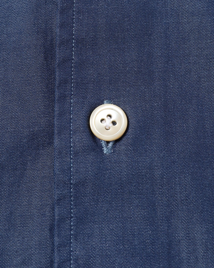 LUIGI BORRELLIネイビー コットン セミワイドカラー シャツ【LUCIANO/ルチアーノ】13l