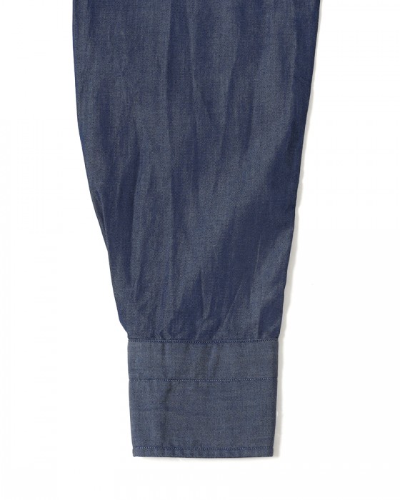 LUIGI BORRELLIネイビー コットン セミワイドカラー シャツ【LUCIANO/ルチアーノ】14l