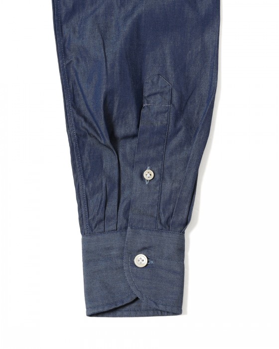 LUIGI BORRELLIネイビー コットン セミワイドカラー シャツ【LUCIANO/ルチアーノ】15l