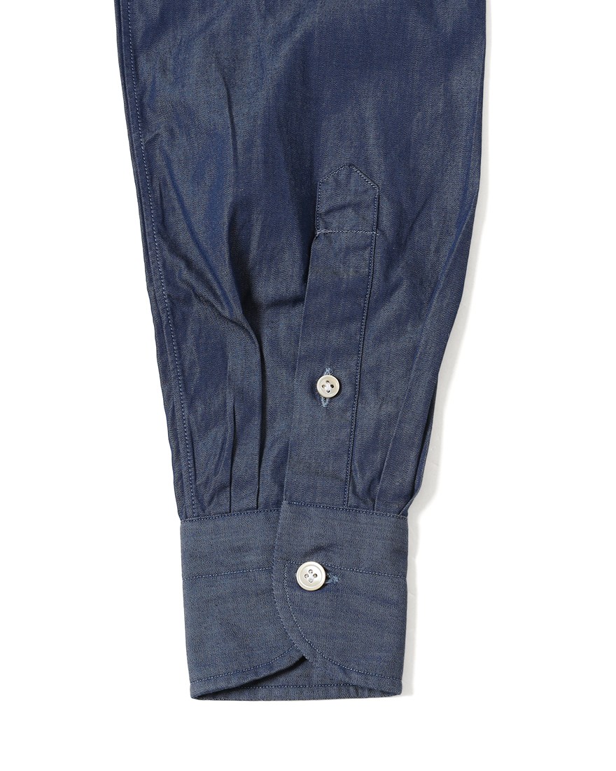 LUIGI BORRELLIネイビー コットン セミワイドカラー シャツ【LUCIANO/ルチアーノ】15l