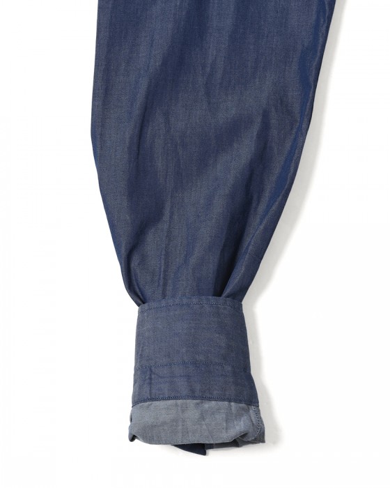 LUIGI BORRELLIネイビー コットン セミワイドカラー シャツ【LUCIANO/ルチアーノ】16l