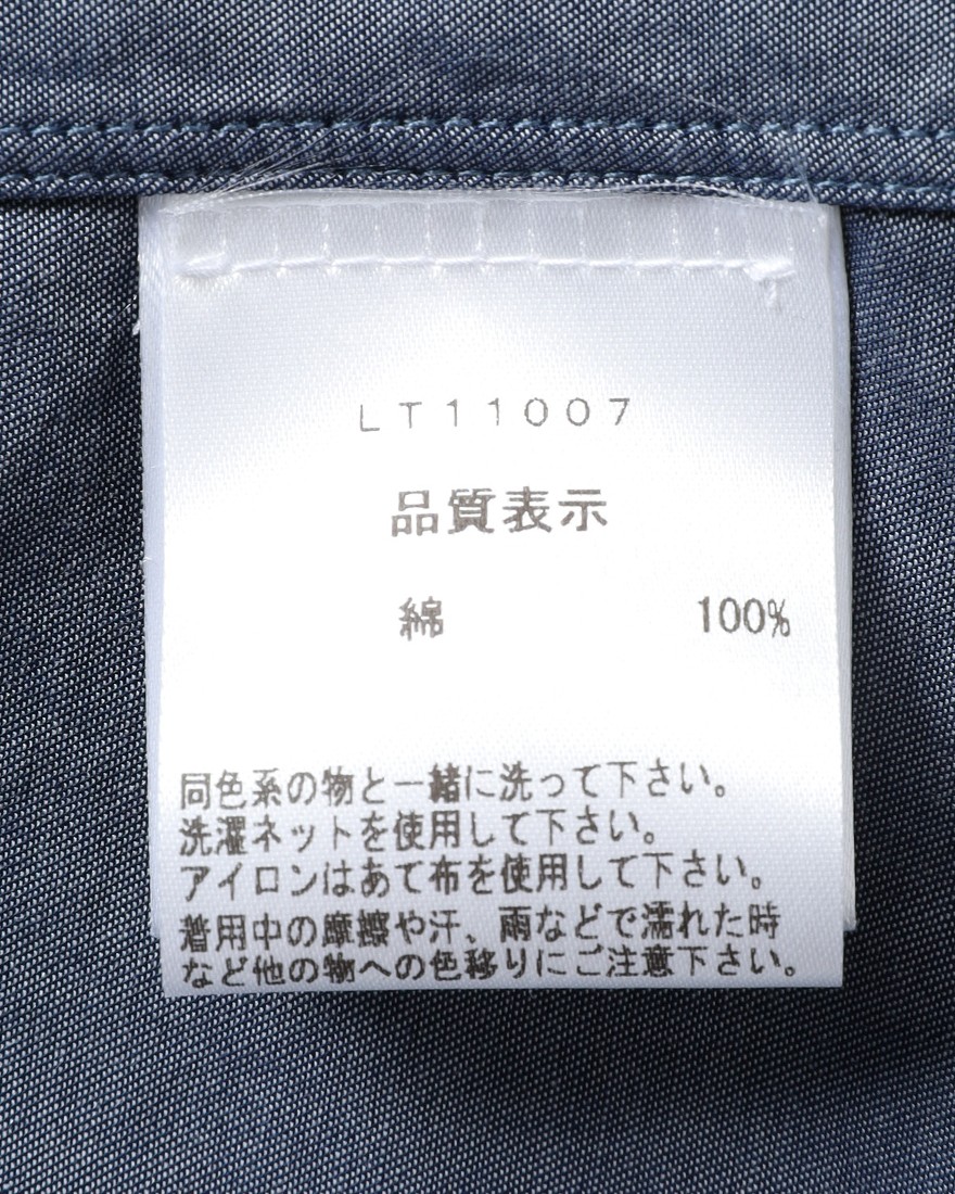 LUIGI BORRELLIネイビー コットン セミワイドカラー シャツ【LUCIANO/ルチアーノ】19l