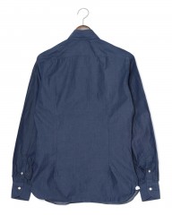 LUIGI BORRELLIネイビー コットン セミワイドカラー シャツ【LUCIANO/ルチアーノ】mb_04l