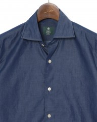 LUIGI BORRELLIネイビー コットン セミワイドカラー シャツ【LUCIANO/ルチアーノ】mb_05l