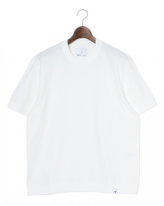 WOCコットン クルーネック リブ Tシャツ【ATENE T-SHIRT】c0
