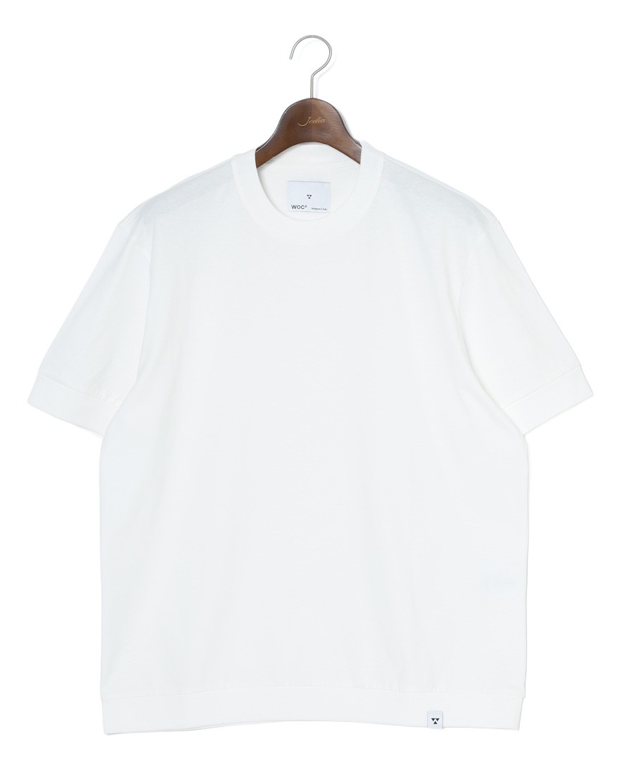 WOCコットン クルーネック リブ Tシャツ【ATENE T-SHIRT】c0