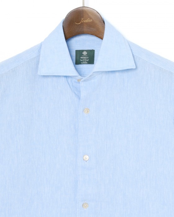 LUIGI BORRELLIリネンコットン セミワイドカラーシャツ【LUCIANO/ルチアーノ】06l