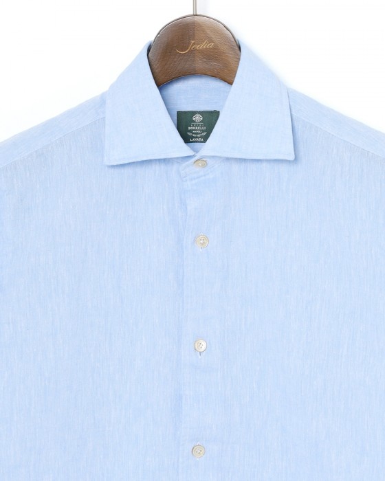 LUIGI BORRELLIリネンコットン セミワイドカラーシャツ【LUCIANO/ルチアーノ】07l