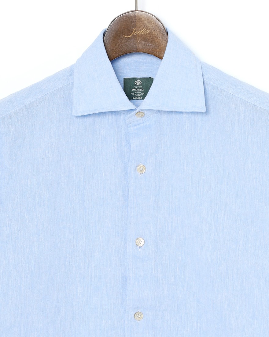 LUIGI BORRELLIリネンコットン セミワイドカラーシャツ【LUCIANO/ルチアーノ】07l